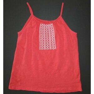 Gap Kids girls shirt XL 12 orange embroidered slub cotton festival tank top tee